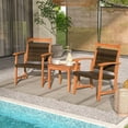 thumbnail image 1 of Costway 3PCS Patio Rattan Bistro Set Acacia Wood Frame Armrest Chairs Garden, 1 of 8