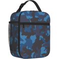 thumbnail image 2 of Blue Black Camouflage Lunch Bag for Women Men Reusable Insulated Lunch Box Portable Leakproof Thermal Lunch Tote Bags Lightweight Lunchbox with Side Pocket for Adult Office Work Picnic Hiking, 2 of 6