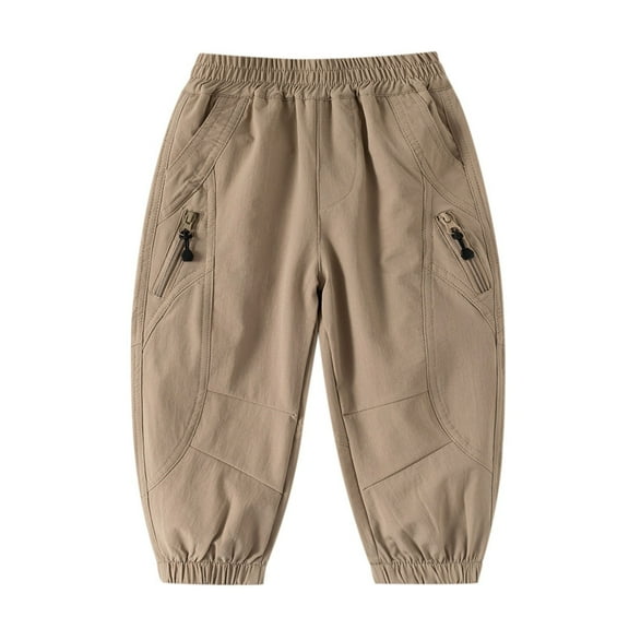 MEZZALL Boys Pants Elastic Waist Solid Color Comfortable Outdoor Sports Trousers For Active Kids Durable Playground Casual Long Pants Toddler Streetwear Fashionable / 6-7 Years