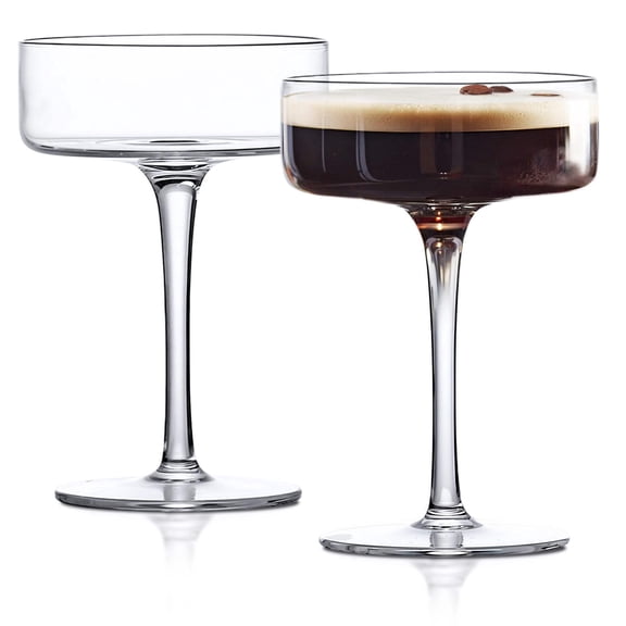 Clear Martini Coupe Glasses 6.5oz - Set of 2 Classic Barware for Espresso Martini, Manhattan, Cosmopolitan – Handcrafted Luxury Glassware