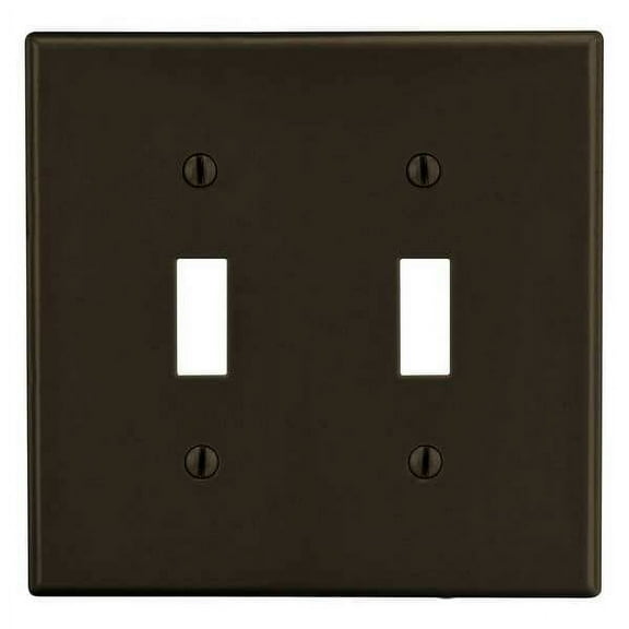 Hubbell Wiring Device-Kellems Tgl Switch Wll Plt,Mid;Brn,2Gng,Smth Stn PJ2