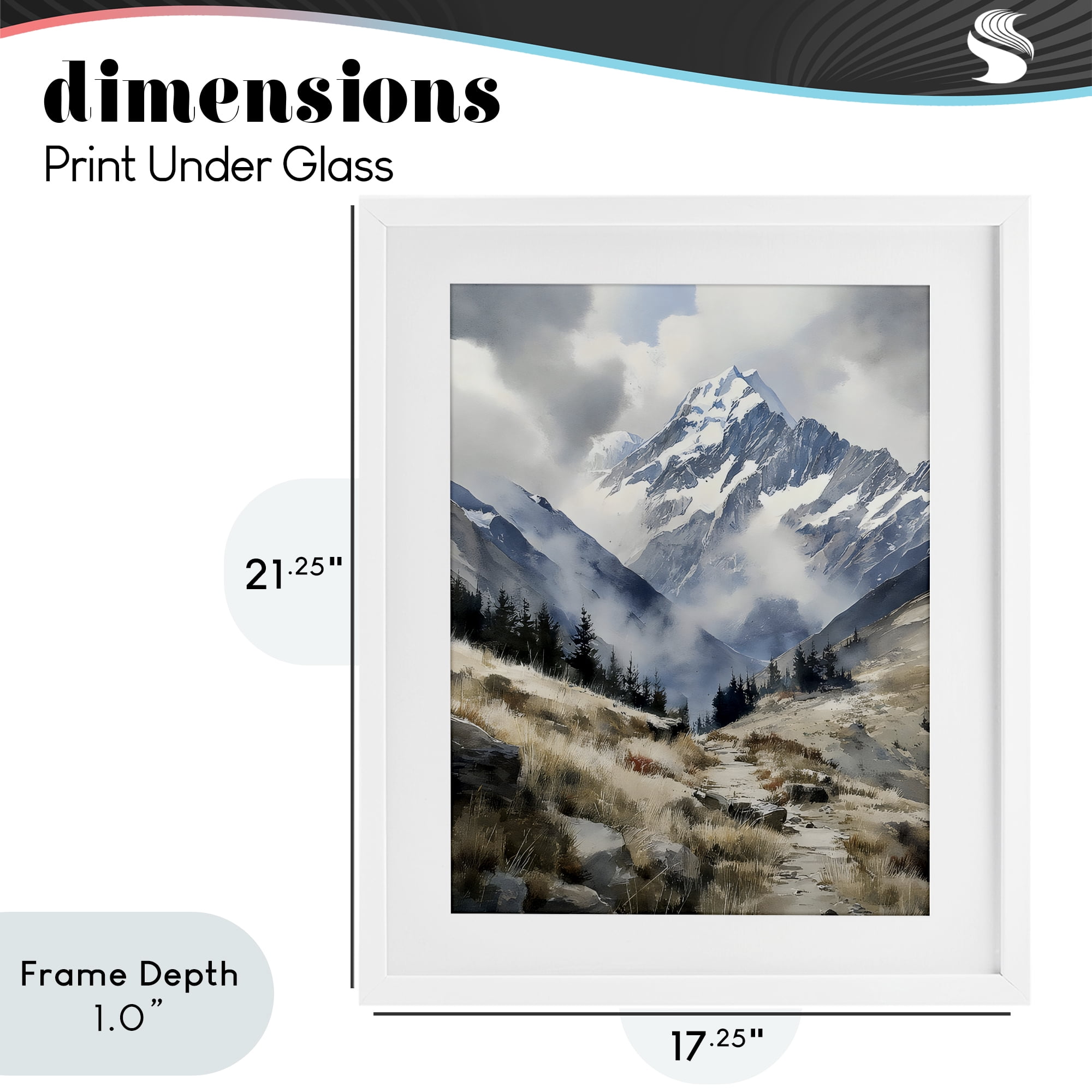 Stupell Industries Snow Caps Mountain Peaks White Framed Print Under Glass, design by Franklyn Gregory