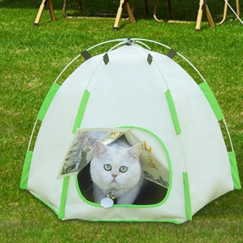 Pet Cooling House with 4 Ice Packs and Mat, Foldable Tent for Indoor Outdoor Use