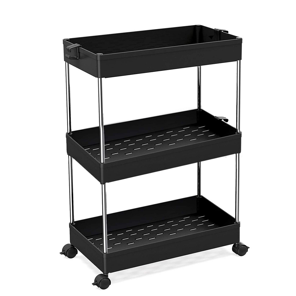 Slim Storage Rolling Cart for SpaceSaving Organization, 3 Tier Slide