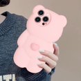 thumbnail image 4 of Compatible with iPhone 14 Pro Max Bear Case for Women Girls Girly Cute Cartoon Phone Case Lovely 3D Kawaii Design Camera Lens Protection Soft Silicone Shockproof Protective Cover, Pink, 4 of 13