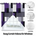 thumbnail image 3 of Purple Black Geometric Swag Curtain Valance for Windows, Abstract Patchwork Window Treatments Short Swag Topper for Kitchen Windows Bathroom Bedroom, 36"x36", 3 of 8