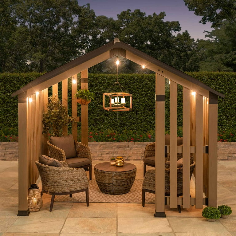 SummerCove 11ftx11ft Cedar Wood Outdoor Spa Gazebo with SummerCove 11ftx11ft Cedar Wood Outdoor Spa Gazebo with