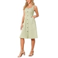thumbnail image 4 of INSPIRE CHIC Women's Summer Dress 2026 Casual Square Neck Flattering A-Line Tank Sundress Button Down Midi Dresses XL Green, 4 of 5