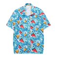 thumbnail image 1 of Camisas Hawaianas Para Hombre Camisa de manga corta con solapa y hebilla de bolsillo con impresión digital 3D para hombre (Blue, 5XL), 1 of 5