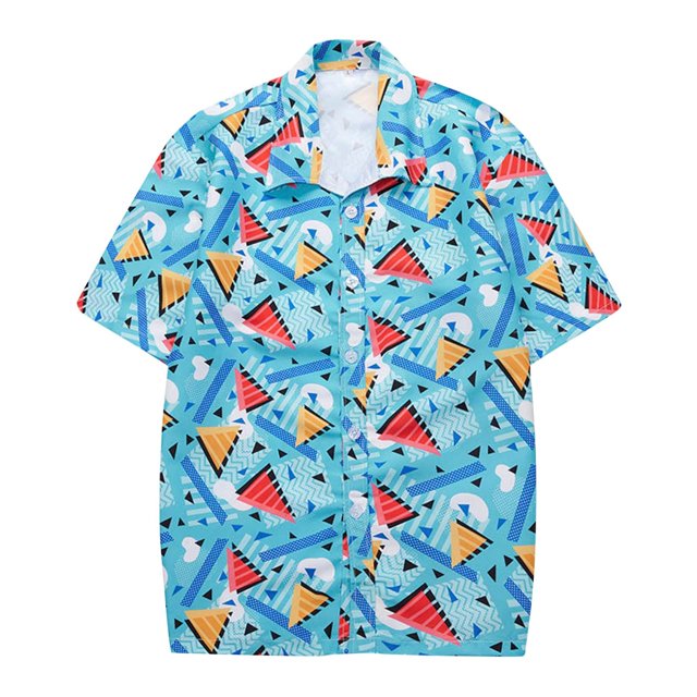 Camisas Hawaianas Para Hombre Camisa de manga corta con solapa y hebilla de bolsillo con impresión digital 3D para hombre (Blue, 5XL)
