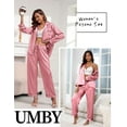thumbnail image 2 of Silk Satin Pajamas for Women Set 2 Piece Silk Pjs Long Sleeve Top Cozy Sleepwear Silky Pajamas, 2 of 6