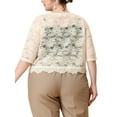 thumbnail image 3 of Agnes Orinda Women's Plus Size Sheer Floral Lace Open Front Shrug Elegant Cardigans 4X Beige, 3 of 6