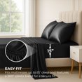 thumbnail image 3 of Satin Sheets Queen [4-Piece, Black] Hotel Luxury Silky Bed Sheets - Extra Soft 1800 Microfiber Sheet Set, Wrinkle, Fade, Stain Resistant - Deep Pocket Fitted Sheet, Flat Sheet, Pillow Cases, 3 of 8
