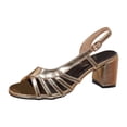 thumbnail image 5 of Rokment Womens Metallic Chunky Heels Dressy Sandals Roman Retro Leather Open Toe Block Heeled Slip on Slingback Summer Shoes for Beach Casual Gold Size 6, 5 of 6