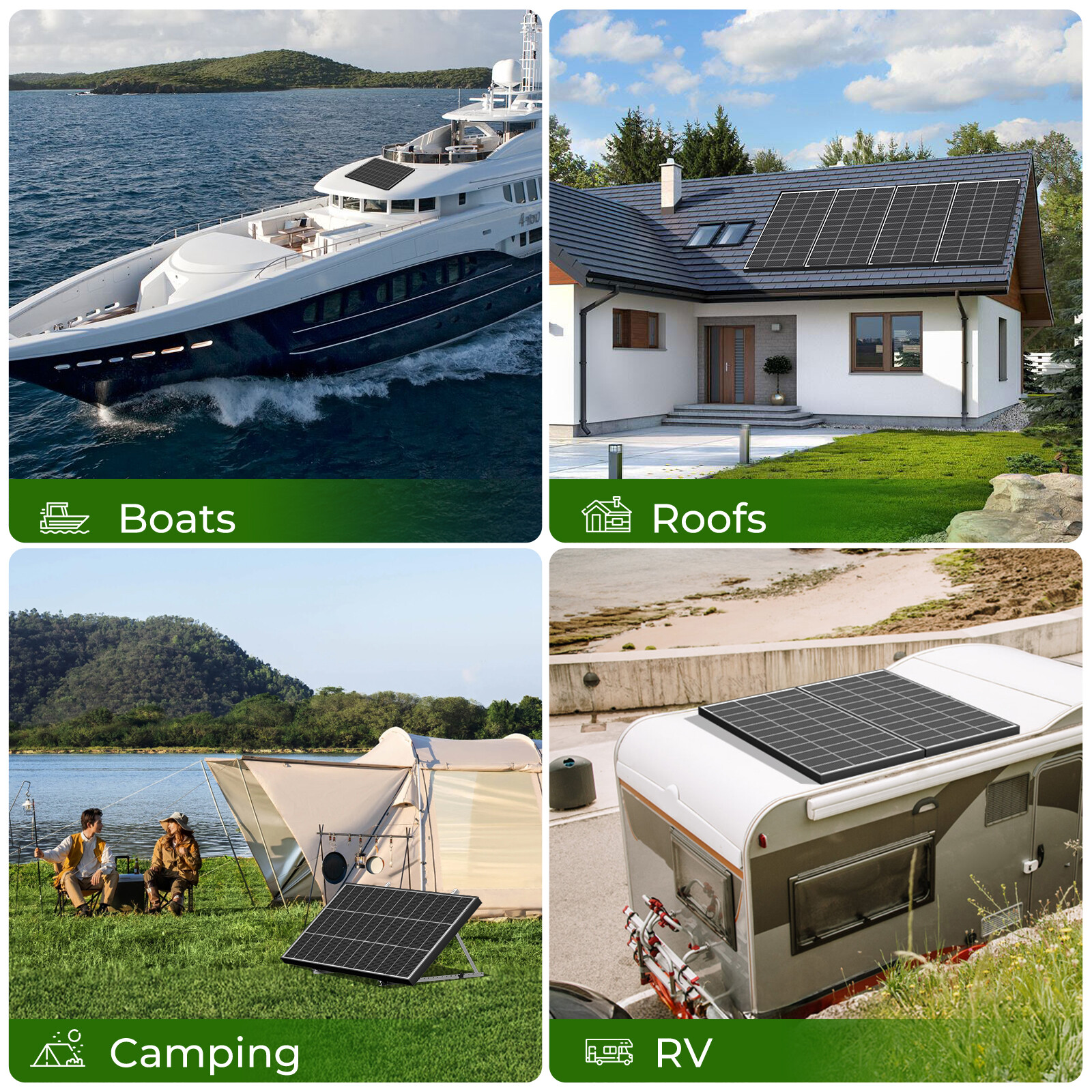 WERCHTAY 200W Bifacial Solar Panel 18BB N-Type 25.2% High Efficiency, Monocrystalline for Power Station Generator, RV, SUV, Truck, Camping, Home, Off Grid