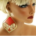 thumbnail image 4 of Mi Amore Butterfly Dangle-Earrings Gold-Tone/Red, 4 of 4