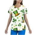 thumbnail image 2 of Gamivast Plus Size Womens Scrubs Green Clover V-Neck Short Sleeve Body Scrubs Quick-Dry Scrubs Shirts with Pockets St Patricks Day Printed Scrub Tops Shirt, 2 of 5