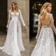 thumbnail image 5 of Vestido de novia de primavera y verano, vestido de noche sexy de encaje de manga larga, 5 of 6