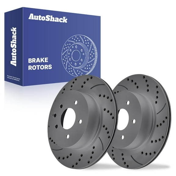AutoShack 12.12" (307.8 mm) Rear Vented Drilled & Slotted Brake Rotors Coated | Replacement for 2009-2014 Nissan Maxima 2016-2023 Nissan Maxima | Black Matte Finish | 2-PC Set | BlackShield