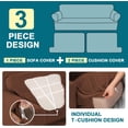 thumbnail image 3 of 3 Piece T Cushion Loveseat Slipcovers Sofa Cover for 2 Cushion Couch Cover Washable Sofa Slipcover Furniture Covers with 2 Individual T Cushion Seat Covers (2 Cushion Loveseat,Caramel), 3 of 14