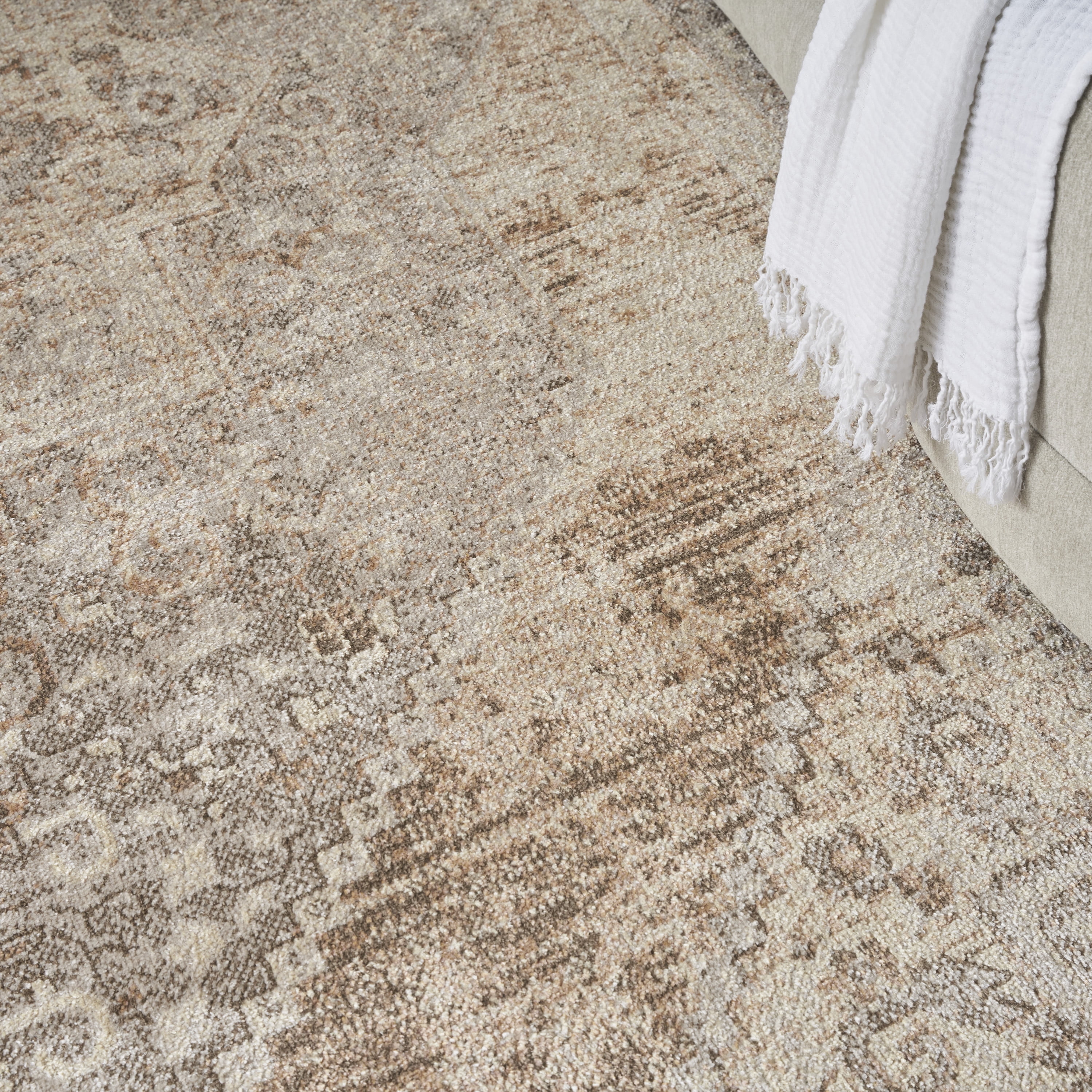 Nourison Astra Machine Washable Center medallion Beige 7'10" x 10' Area Rug (8x10)