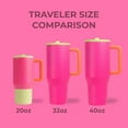 thumbnail image 4 of Traveler - 40 oz Water Bottle with Handle & Flip Straw - Fits in Cup Holder, Leak Resistant Tumbler-Reusable Insulated Stainless Steel & Rubber Base - Gifts for Women & Men, Pink Sand, 4 of 6