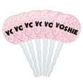 thumbnail image 1 of Yoshie Cupcake Picks Toppers - Set of 6 - Pink Speckles, 1 of 1