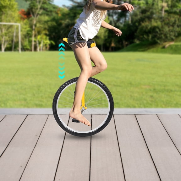 Yellow Height Adjustable Unicycle, One Wheel Bike Used for  Office Workers, Students, Cycling Enthusiasts