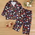 thumbnail image 2 of Likimi Toddler Boys Pajamas Set Long Sleeve Halloween Graphic Print Lapel Button Down Tops With Pants Spring Autumn Comfort Sleepwear Outfit Set Black Size 18-24 Months, 2 of 7