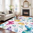 thumbnail image 2 of Large Area Rugs for Living Room Bedroom, Spring Colorful Butterflies 8'x10' Rug Washable Carpet Runner Indoor Outdoor, Spring Floral Art Decor Non Slip Floor Mats Rug for Kitchen, Patio, 2 of 8