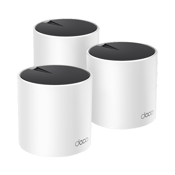 TP-LINK Kit 3 Routers Inalámbricos MESH Interior para Hogar Doble Banda Wi-Fi 6 App Deco (iOS, Android) Protección HomeShield