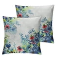 thumbnail image 2 of HENGT  Watercolor Flower Throw Pillow Cushion Cover, Motley Floret Motifs with Splash Anemone Iris Revival of Nature Theme, Decorative Square Accent Pillow Case for Couch,  2 pcs, 2 of 6