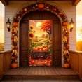 thumbnail image 6 of Cififendec Thanksgiving Harvest Door Cover, 70.87"×35.43", Rustic Pumpkin Sunflower Maple Leaf Fabric Door Banner for Fall Front Porch Door Decor, 6 of 9