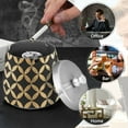 thumbnail image 4 of Yayeee Ashtray with Lid for Cigarette Smokeless Stainless Steel Home Ash Holder, Black Geometric, 4 of 7