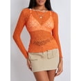 thumbnail image 3 of Cenuakty Women's Summer Sheer Crop Tops Long Sleeve Fitted Short Lace Going Out Tops for Party, 3 of 9