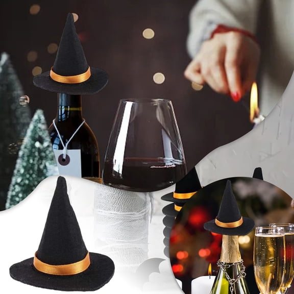 Handmade Felt Mini Witch Hats for Bottle Decor and Halloween Party Favors, Small DIY Craft Accessories for Home Table Display and Seasonal Gatherings, Decorations & Favors