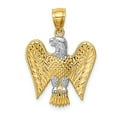thumbnail image 5 of 14k Yellow Gold with Rhodium Solid White Rhodium Eagle Charm Pendant, 5 of 7