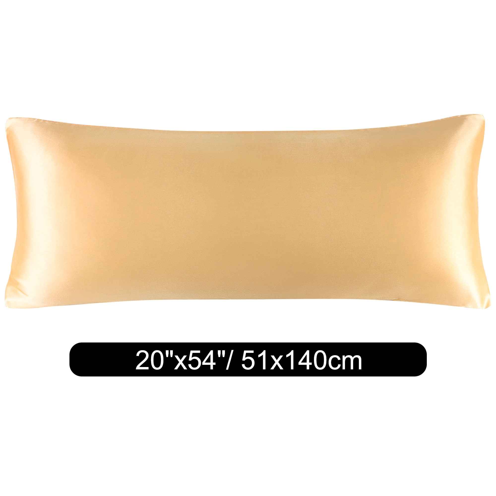 Unique Bargains Zipper Closure 1 PC Satin Body Pillowcases Gold 20"x54"