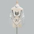 thumbnail image 4 of YOUSNH Ladies Fashion Solid Color Scarf with Fringe Hollowed Lace Butterfly Embroidered Triangle Cape Shawls and Wraps for Evening Dresses White One Size, 4 of 5