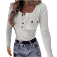 thumbnail image 1 of CEHVOM Women's Solid Color Knitting Slim Long Sleeve Hedging Autumn Winter Top, 1 of 5