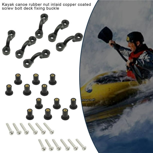 6 Pcs/set Rubber Nut C-Shaped Eye rubber nuts Deck Rope Buckle with Screws  Eyelets for Boat Kayak Deck Rigging Kit Boat Canoe Accessories