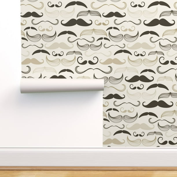 Peel & Stick Wallpaper Swatch - Vintage Cream Brown Retro Cool Funny Hipster Custom Removable Wallpaper by Spoonflower Peel & Stick Wallpaper Swatch - Vintage Cream Brown Retro Cool Funny Hipster Custom Removable Wallpaper by Spoonflower
