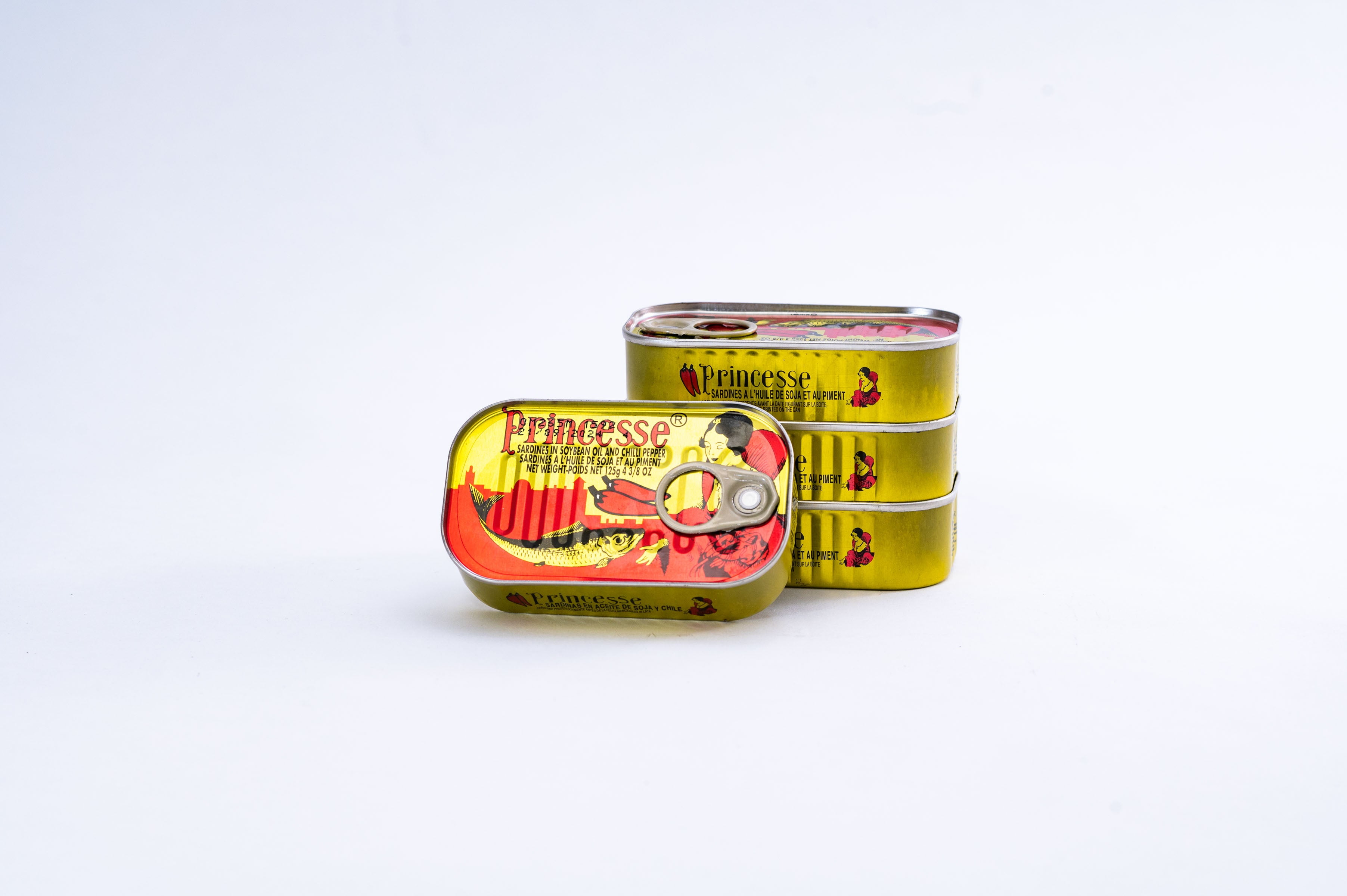 African Delights Princesse Spicy Sardines in Soybean Oil Case, 125g