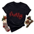 thumbnail image 4 of Womens Merry Christmas Printed Short Sleeve O Neck T Shirt Top Long Sleeve Woman Shirts Womens Short Sleeve Woman T Shirt Casual Plain Shirt Swim Tops Loose Tees for Women Space Pack Womens Stretch T, 4 of 5
