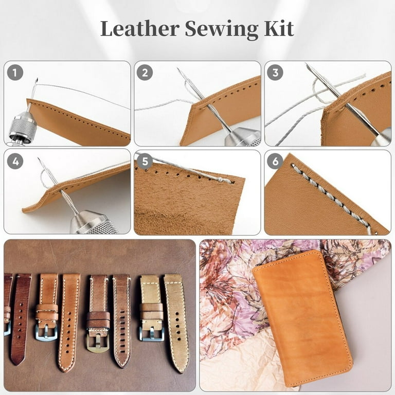 Kurtzy 20 Pcs Leather Sewing Kit - Leather Stitching Awl- Sail