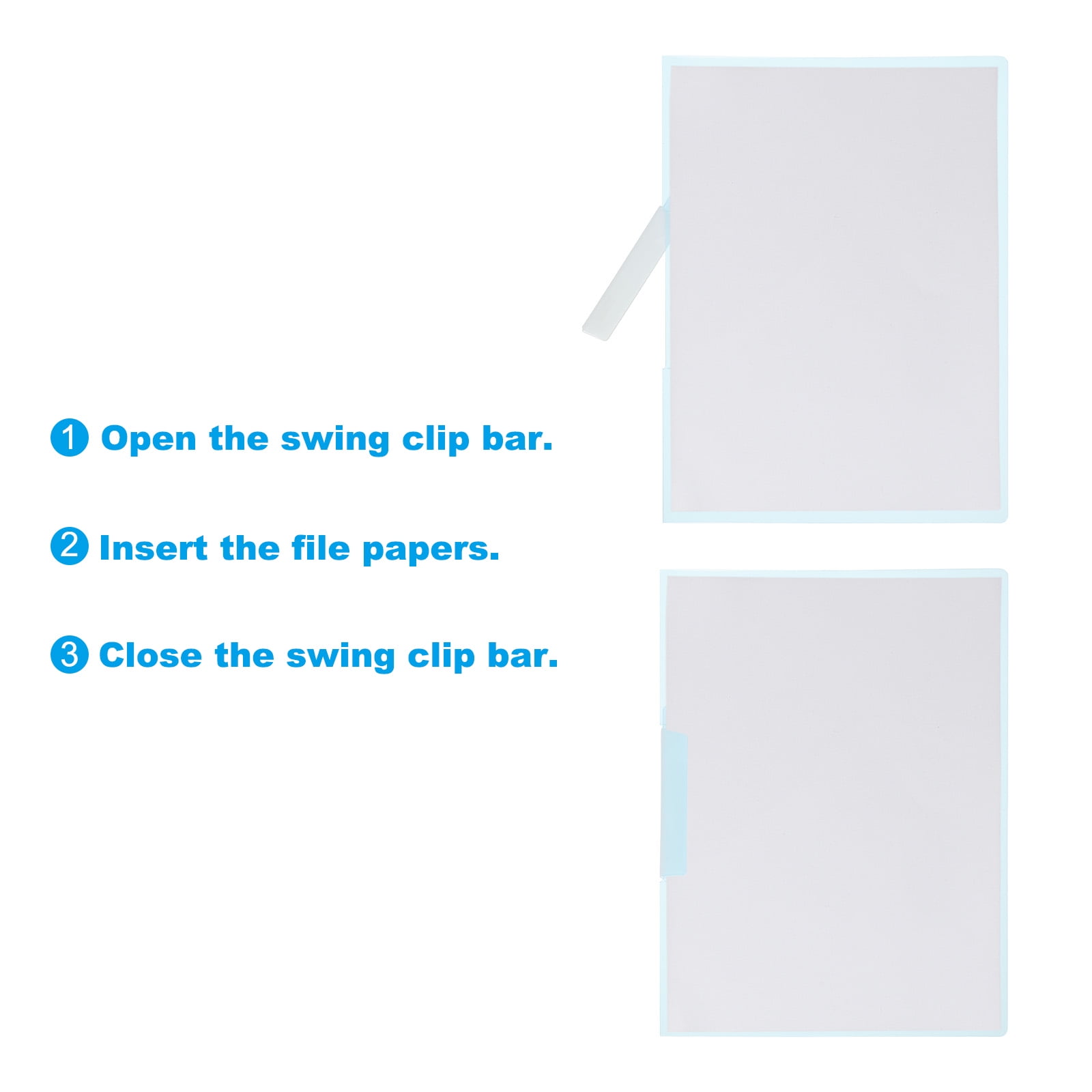 Uxcell Plastic Folders with Mid-Side Swing Clip, 10 Pcs Report Folder for A4 Paper, Blue