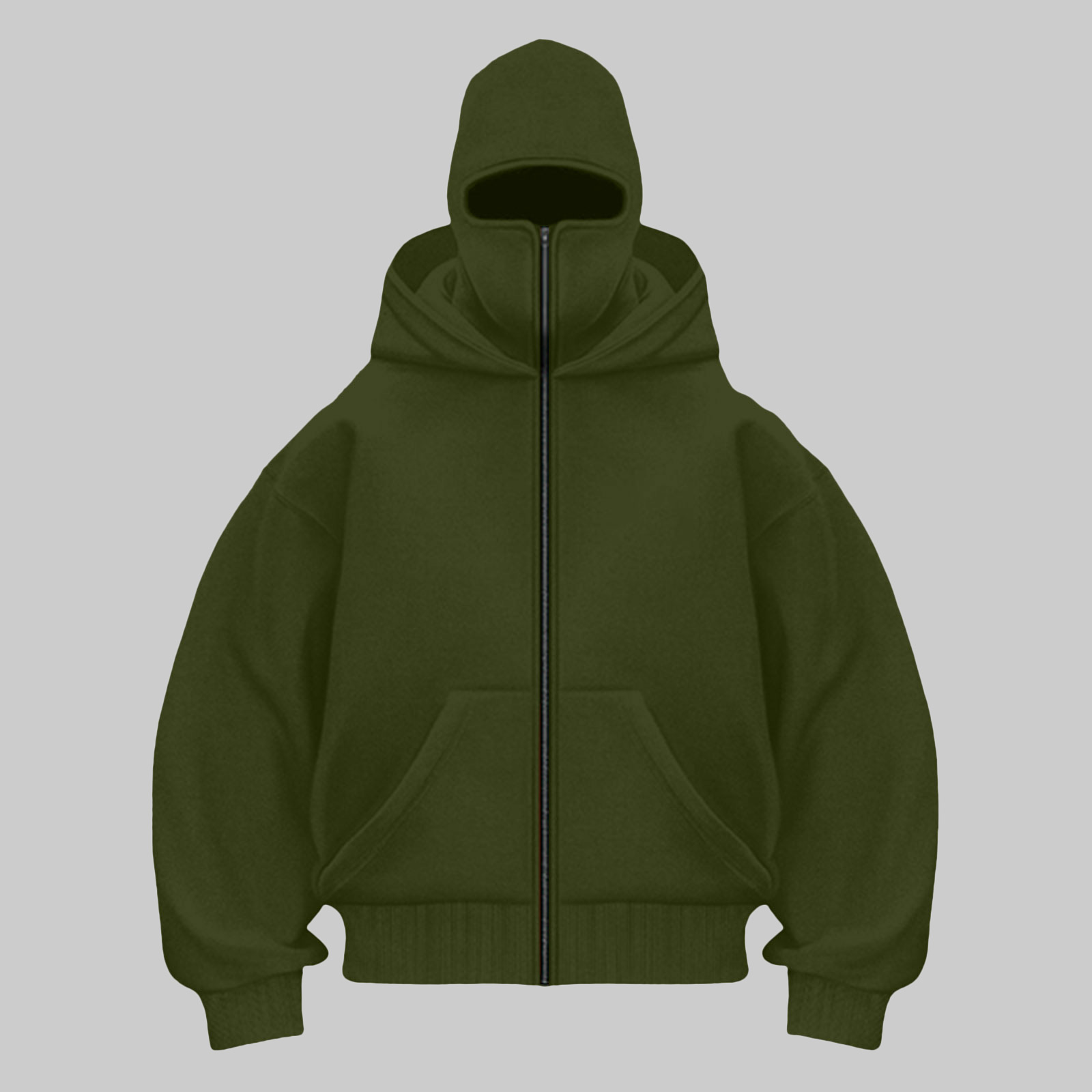 LiJinLong Balaclava Hoodie Zipper Men's Tactical Design Compatible Hunting Fishing Outdoor Work Winter Solid Utility Jacket S-XXL