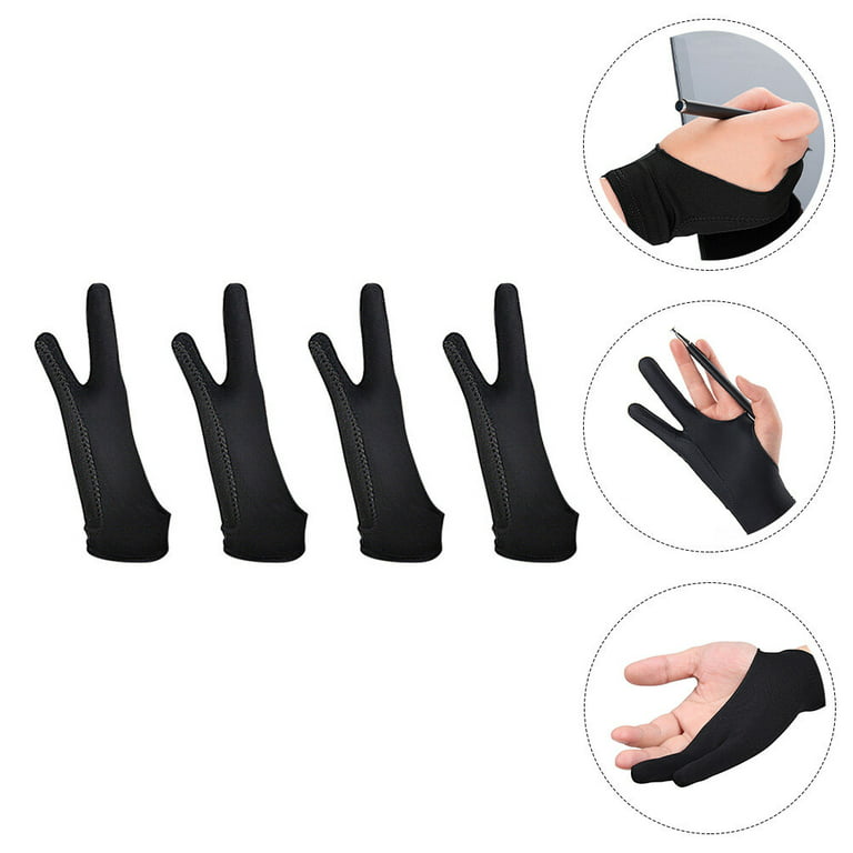 WooKoudai Digital Drawing Glove 2 Pack,Artist Glove for Drawing  Tablet,ipad,Sketching,Art Glove with Two Finger for Right Hand and Left  Hand （Smudge
