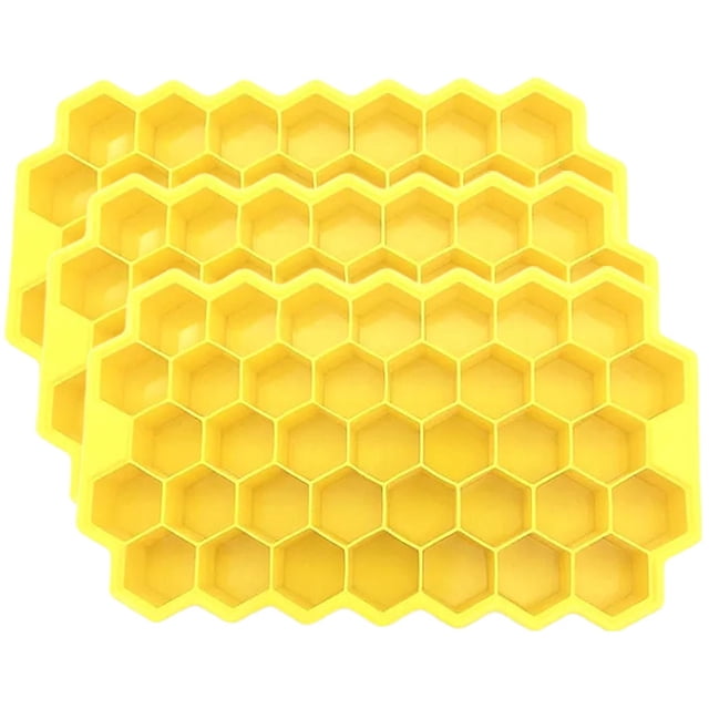 Recipiente hexagonal SiliBlockYellow 3Pzas Amarillo Silicón 37Cavidades Grado Alimenticio Flexible.