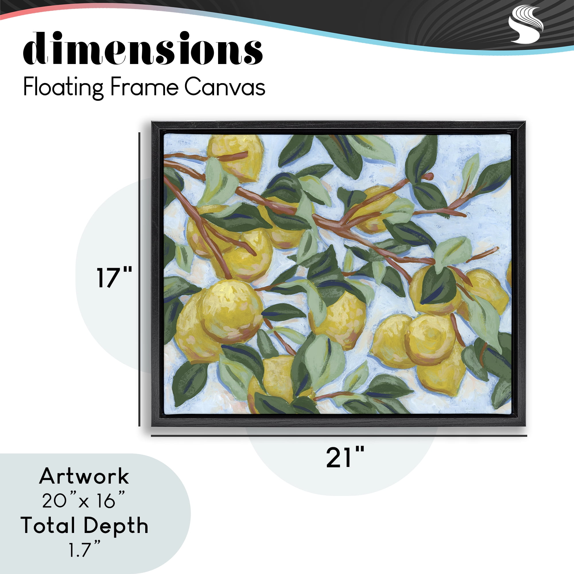 Stupell Industries Sunshine Citrus Tree Black Framed Floater Canvas Wall Art, design by June Erica Vess